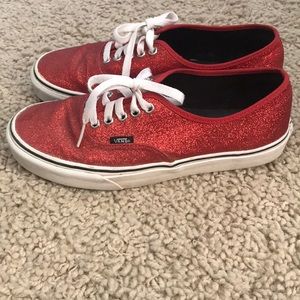 Red glittery Vans